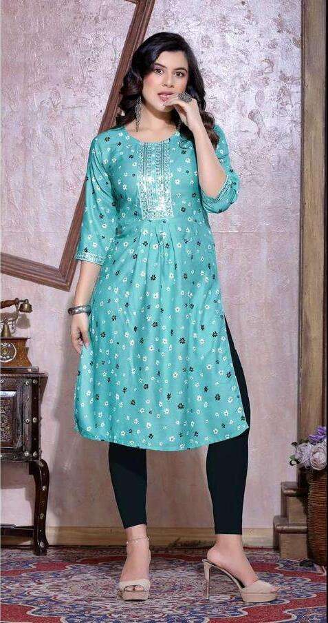 Golden Qushi Naira Cut Kurti Wholesale catalog