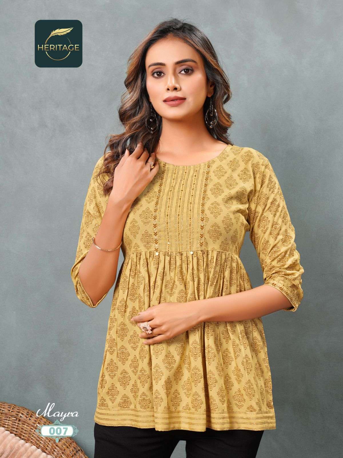 HERITAGE COLLECTION MAYRA DESIGNER SHORT KURTI WHOLESALE CATALOG
