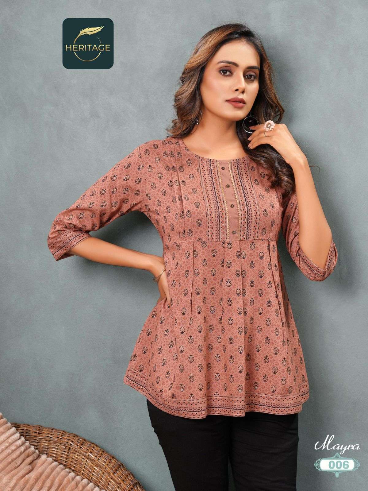 HERITAGE COLLECTION MAYRA DESIGNER SHORT KURTI WHOLESALE CATALOG