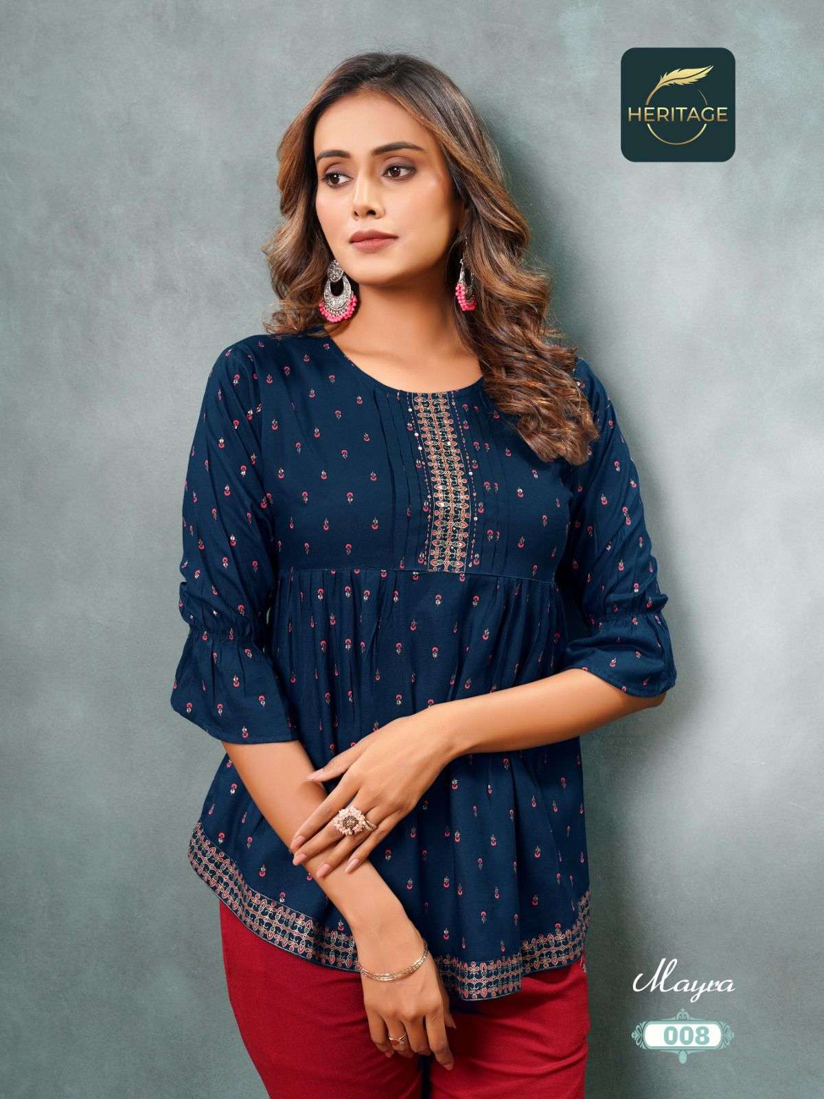 HERITAGE COLLECTION MAYRA DESIGNER SHORT KURTI WHOLESALE CATALOG