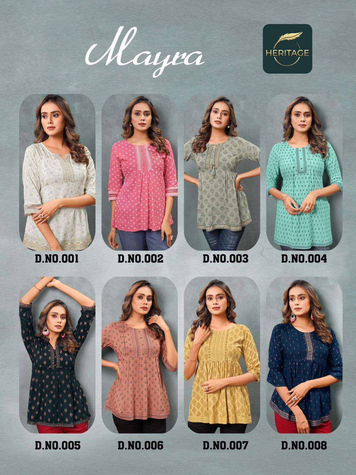 HERITAGE COLLECTION MAYRA DESIGNER SHORT KURTI WHOLESALE CATALOG