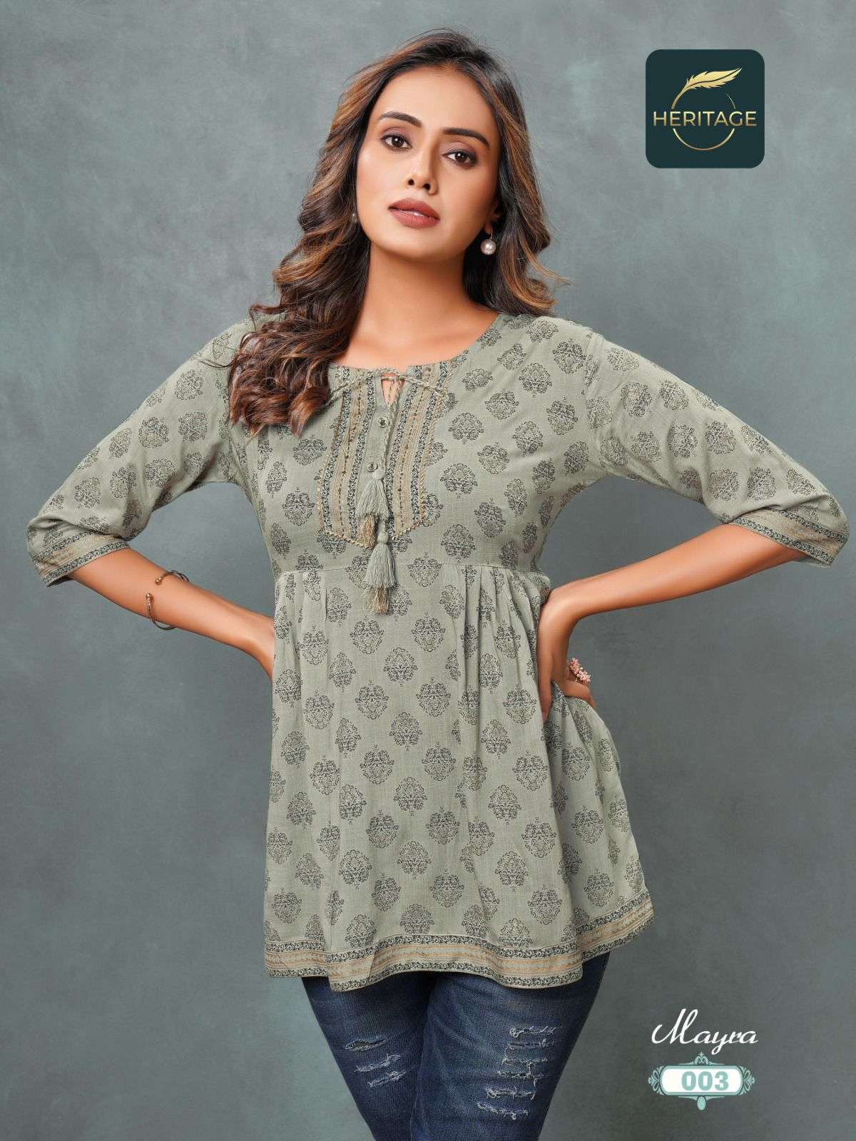 HERITAGE COLLECTION MAYRA DESIGNER SHORT KURTI WHOLESALE CATALOG