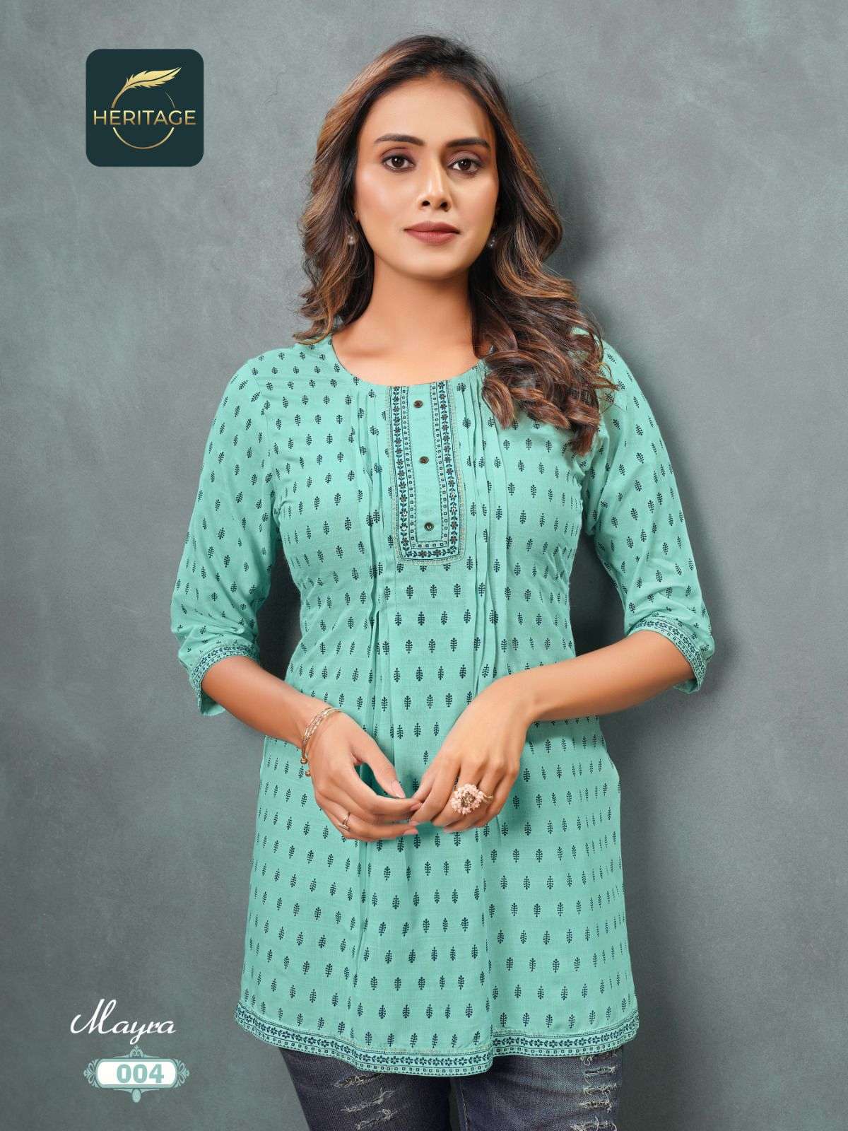 HERITAGE COLLECTION MAYRA DESIGNER SHORT KURTI WHOLESALE CATALOG