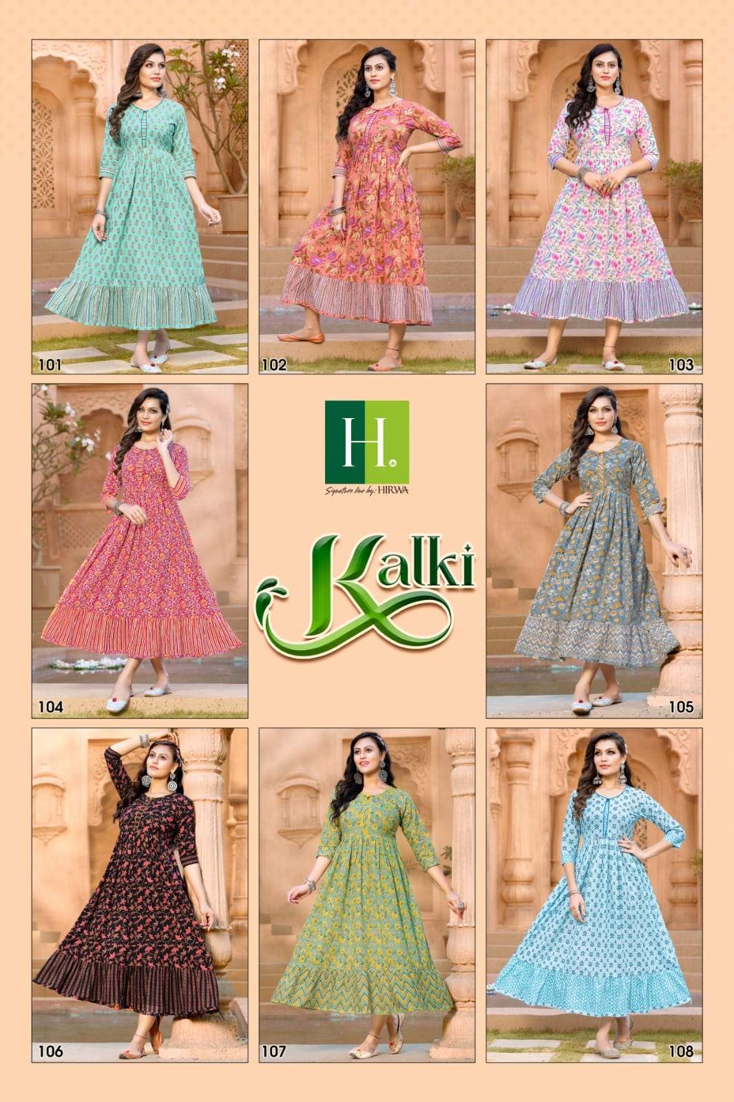 HIRWA Kalki Long Gown Kurti Wholesale catalog