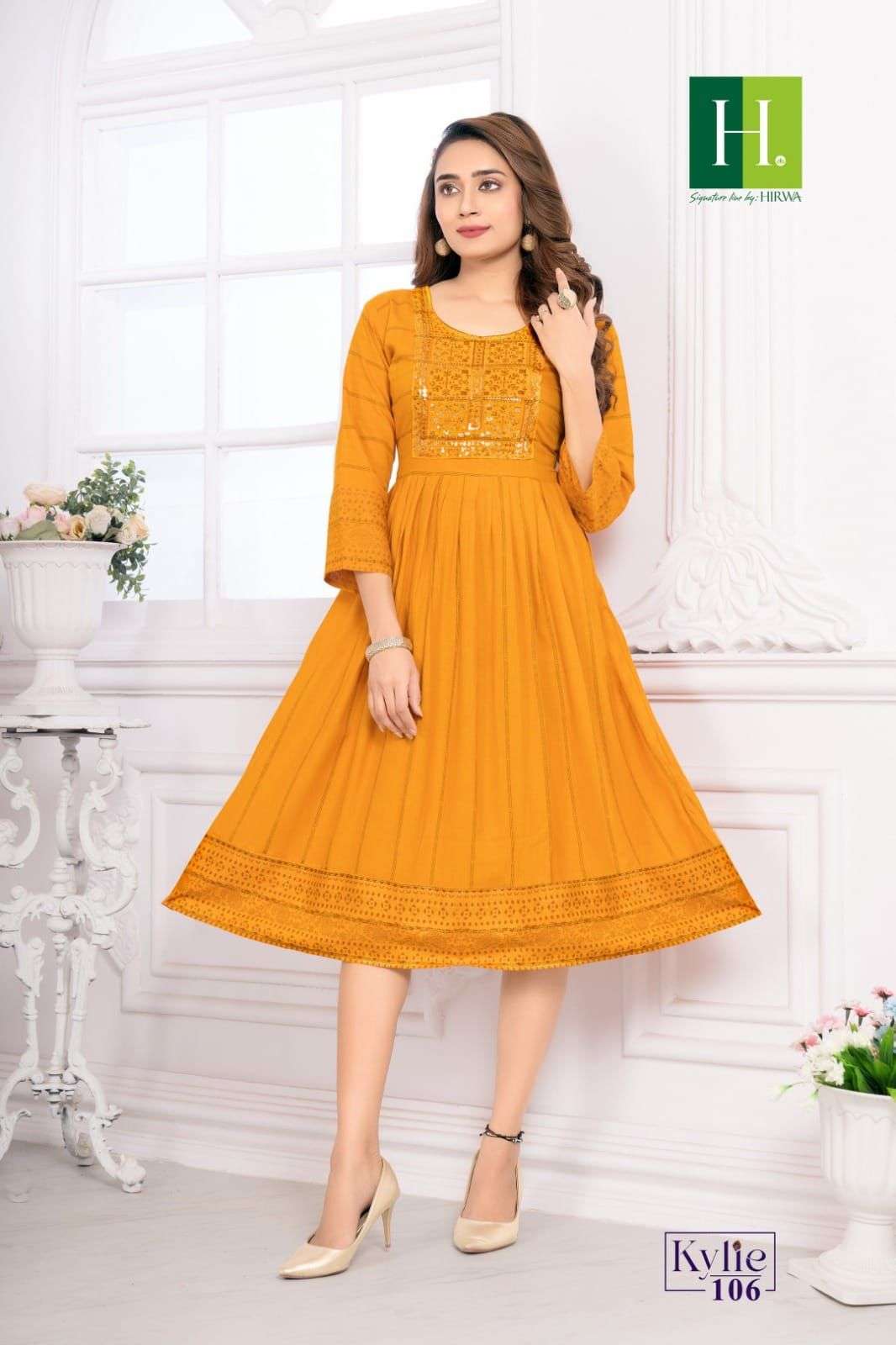 HIRWA Kylie Festive wear Ghera Kurti Wholesale catalog