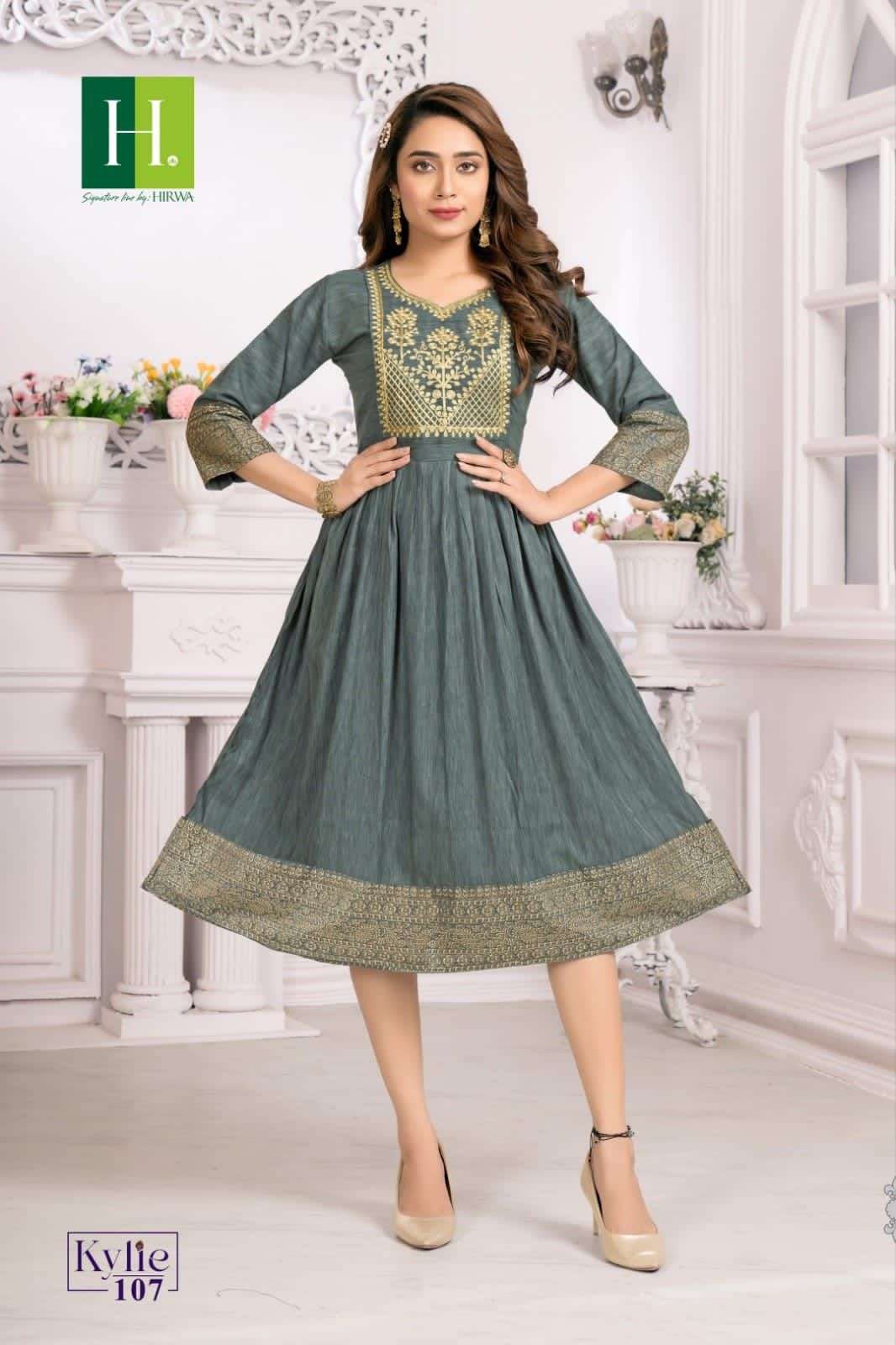 HIRWA Kylie Festive wear Ghera Kurti Wholesale catalog