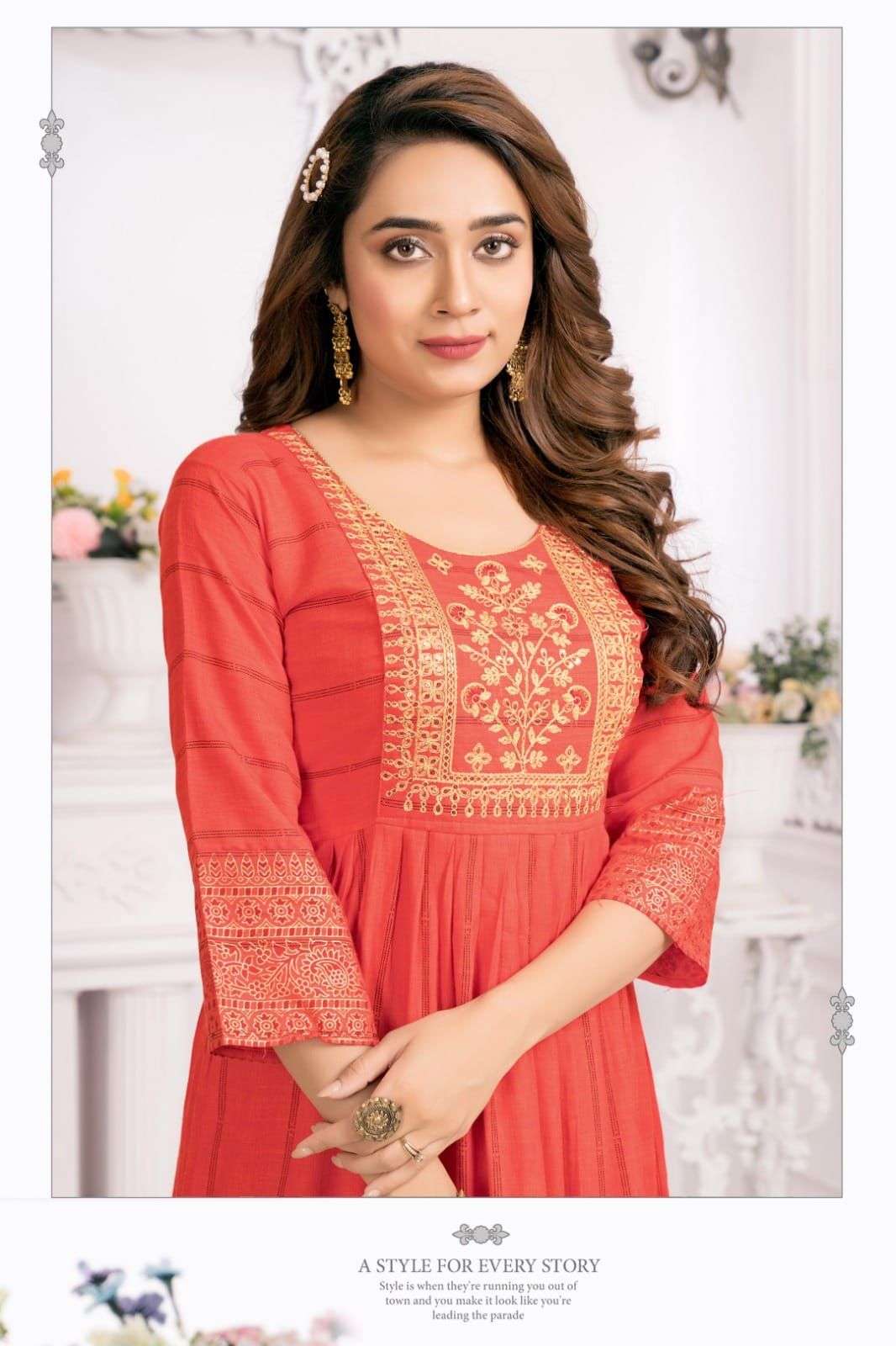 HIRWA Kylie Festive wear Ghera Kurti Wholesale catalog