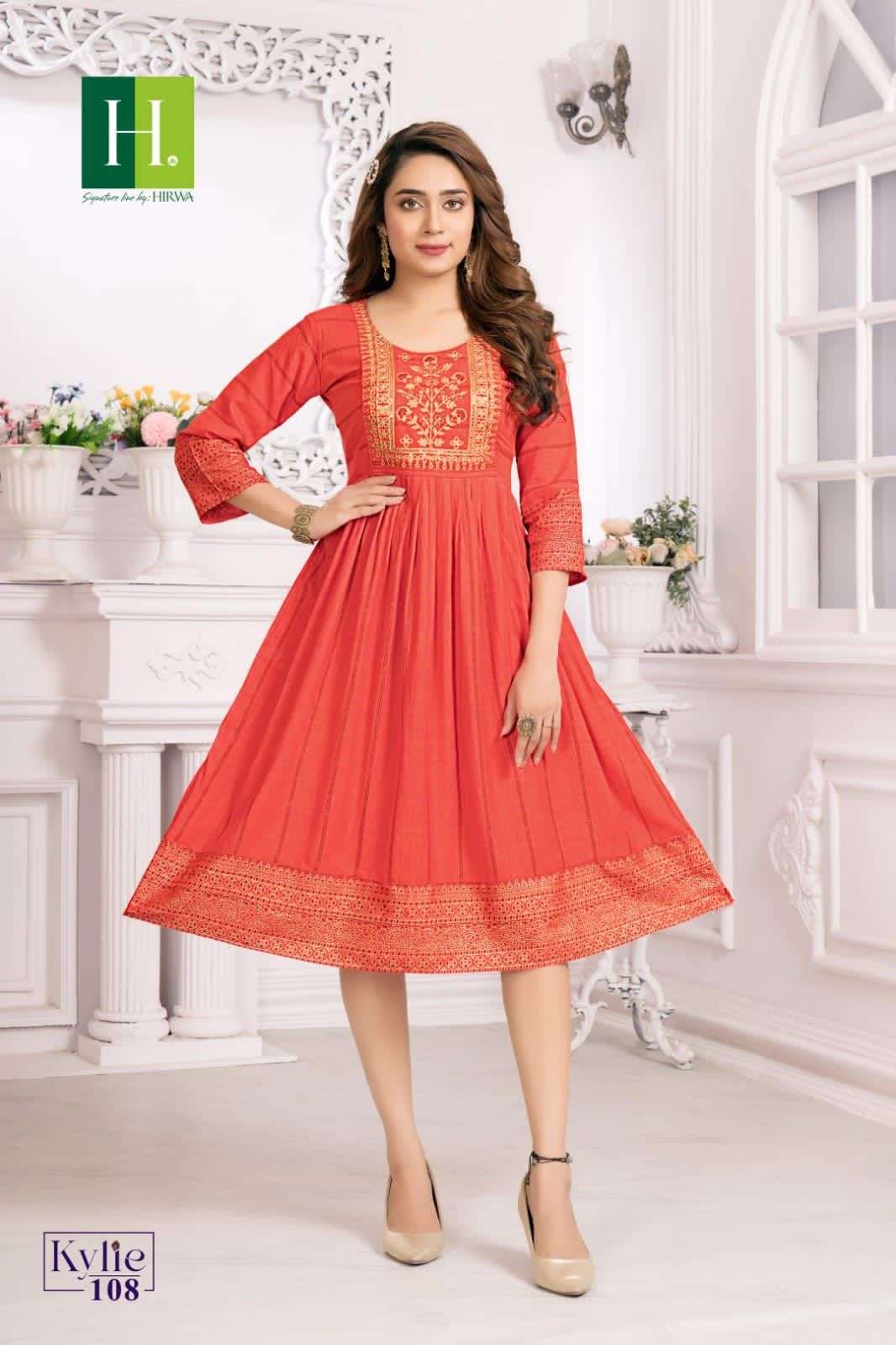 HIRWA Kylie Festive wear Ghera Kurti Wholesale catalog