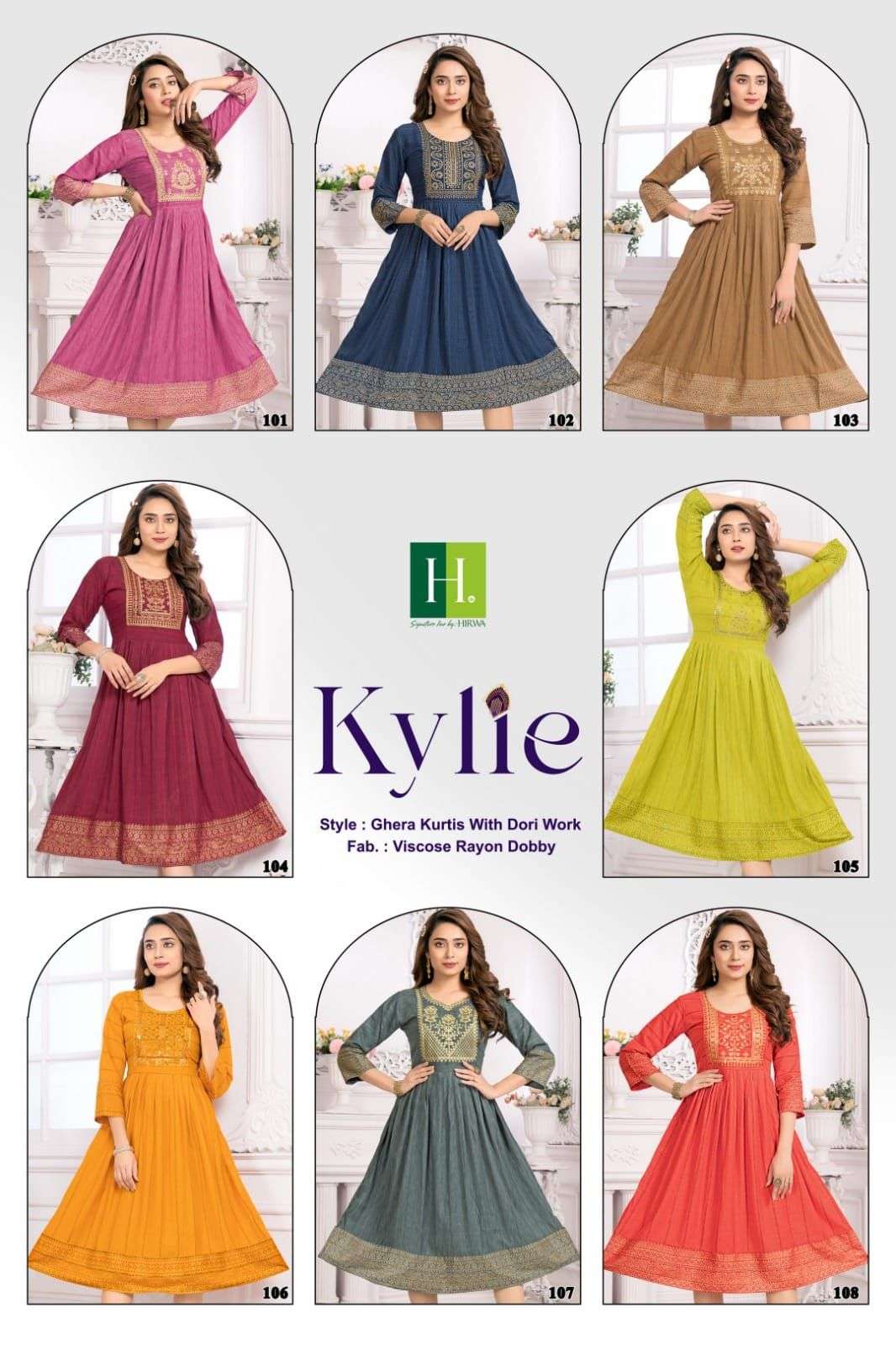 HIRWA Kylie Festive wear Ghera Kurti Wholesale catalog