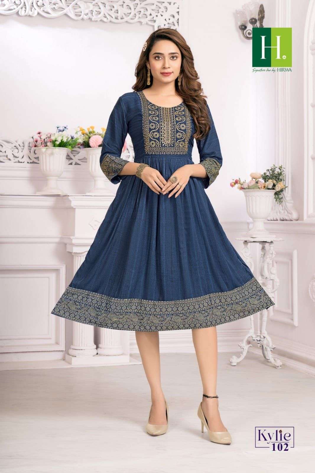 HIRWA Kylie Festive wear Ghera Kurti Wholesale catalog