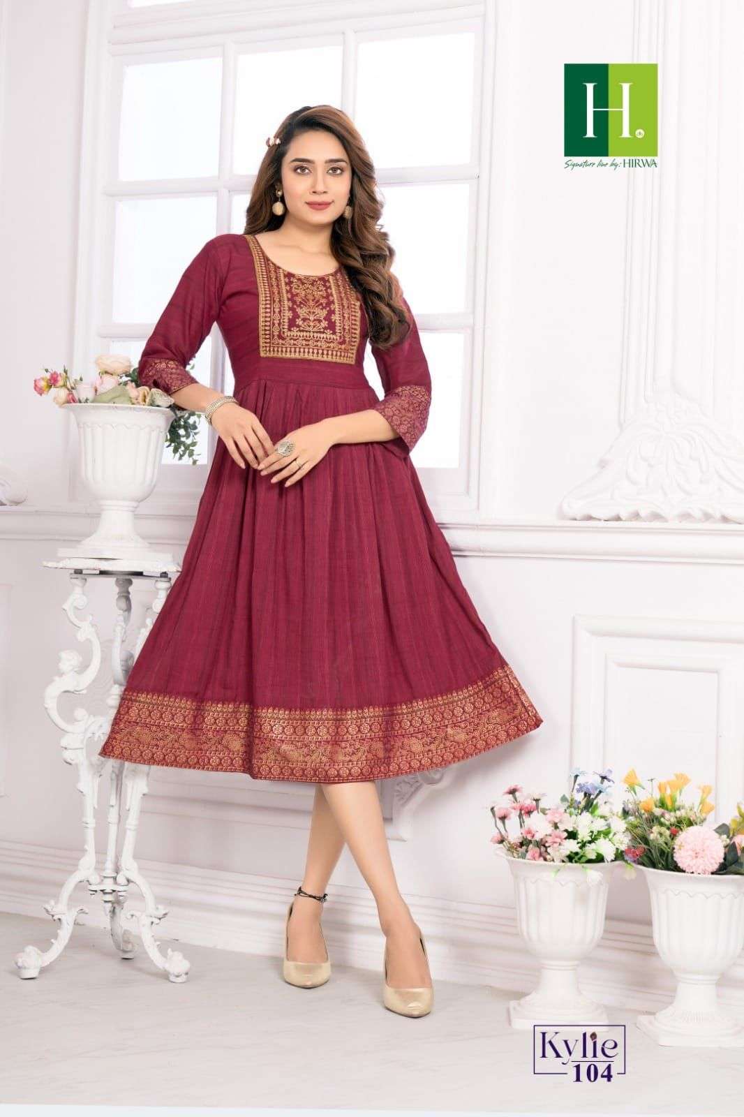 HIRWA Kylie Festive wear Ghera Kurti Wholesale catalog