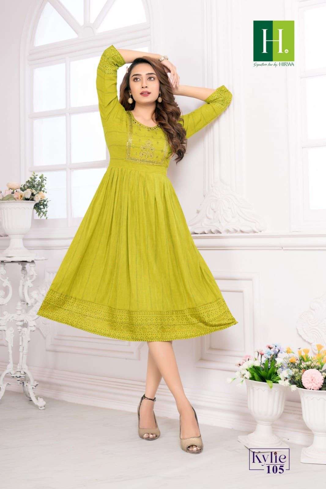 HIRWA Kylie Festive wear Ghera Kurti Wholesale catalog