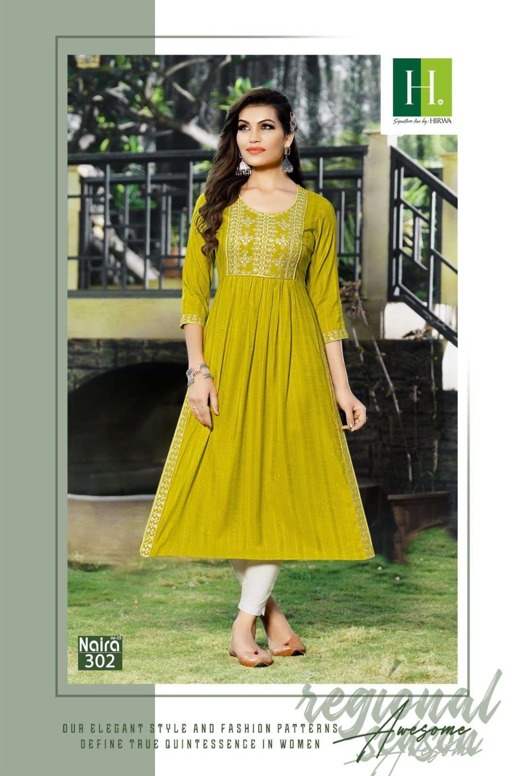 HIRWA NAIRA Vol.3 Naira cut kurti Wholesale catalog