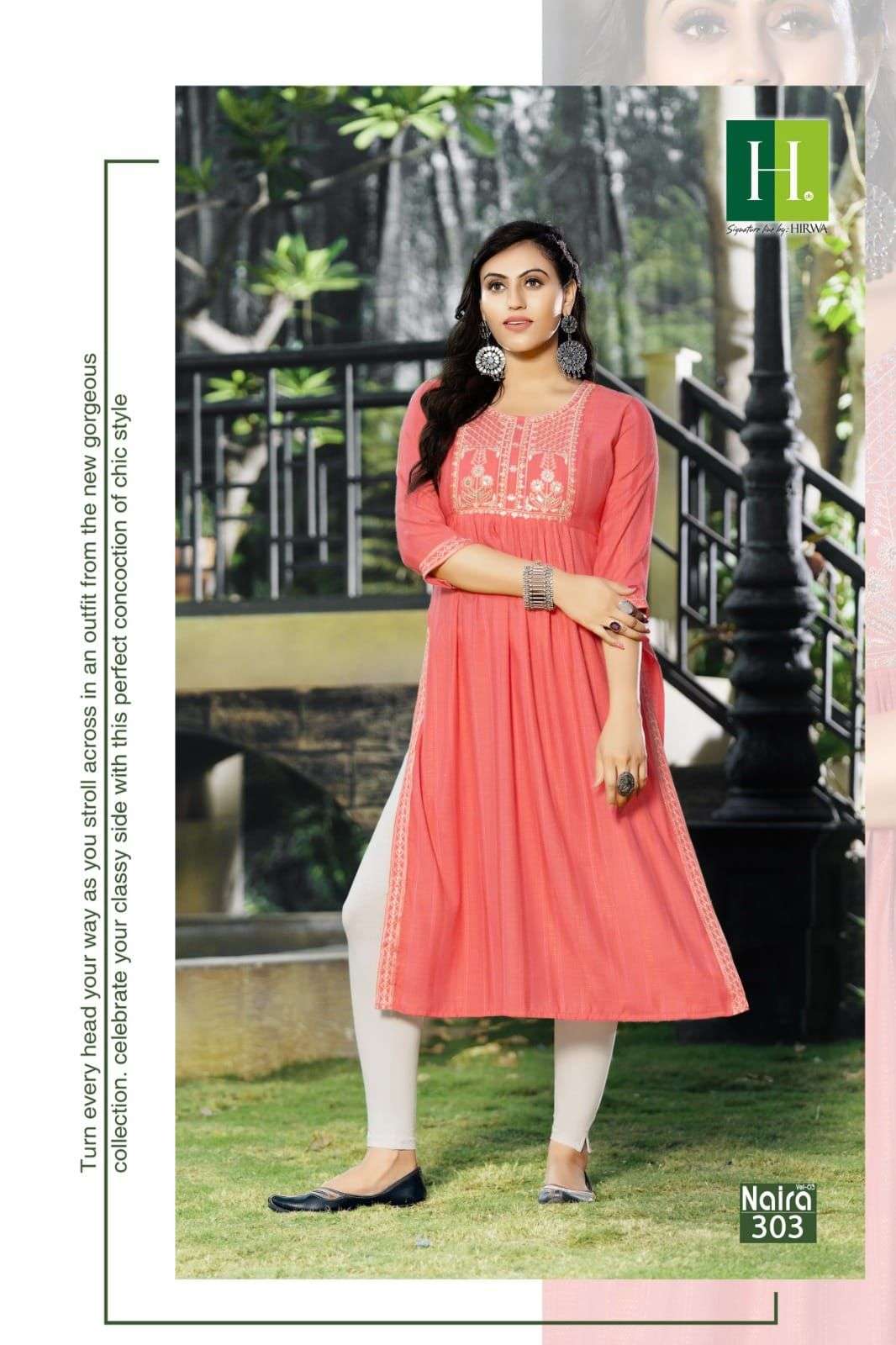 HIRWA NAIRA Vol.3 Naira cut kurti Wholesale catalog