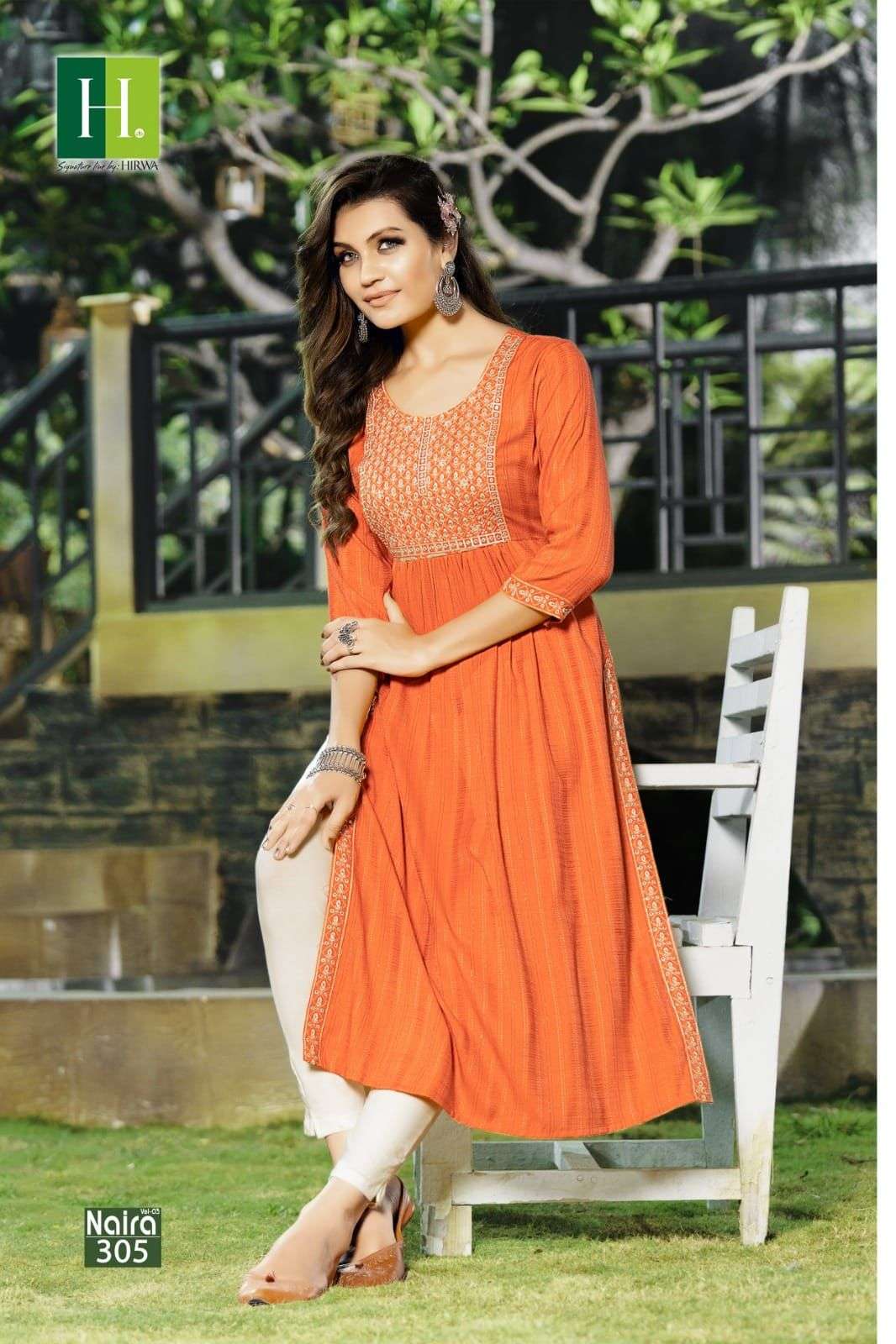 HIRWA NAIRA Vol.3 Naira cut kurti Wholesale catalog