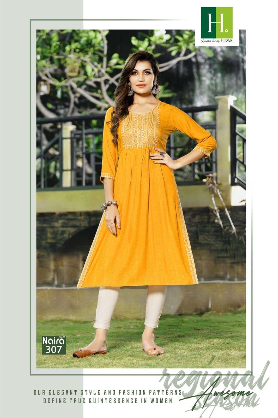 HIRWA NAIRA Vol.3 Naira cut kurti Wholesale catalog