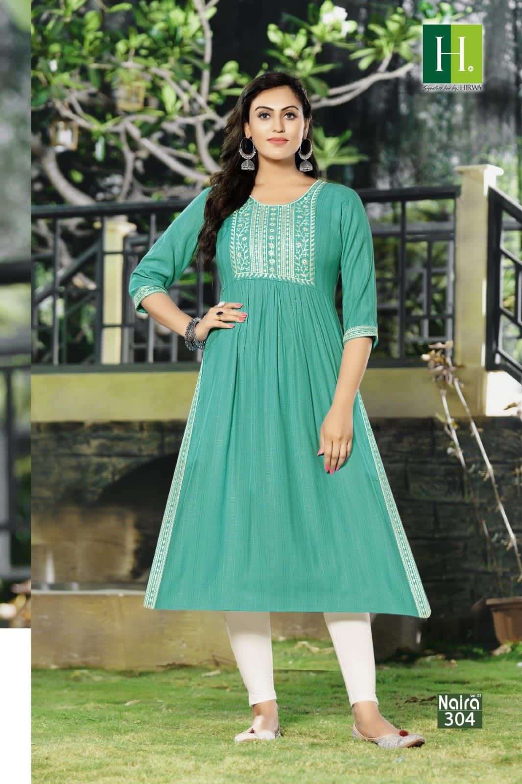 HIRWA NAIRA Vol.3 Naira cut kurti Wholesale catalog