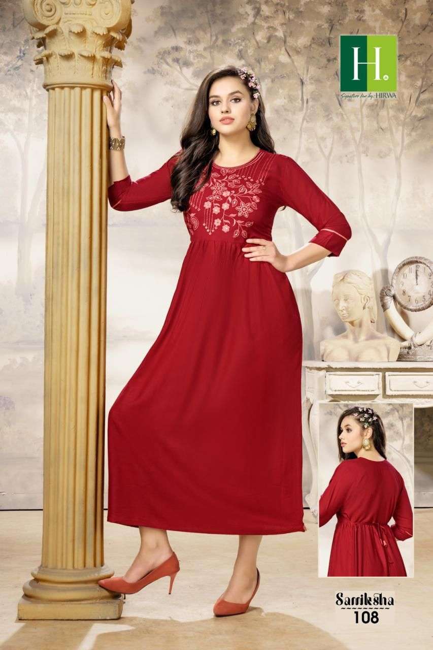 HIRWA SAMIKSHA VOL.1 Ghera Kurtis Wholesale catalog