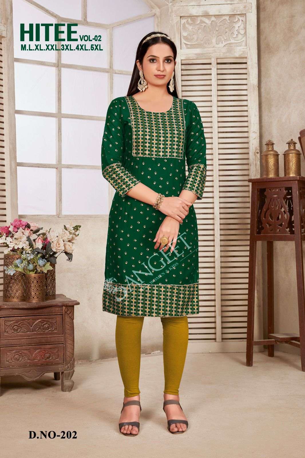HITEE-2 RAYON MULTI GOLD PRINT Kurti Wholesale catalog