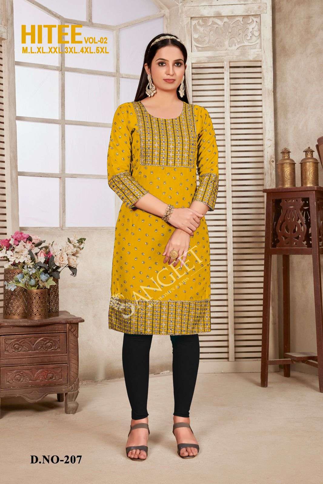 HITEE-2 RAYON MULTI GOLD PRINT Kurti Wholesale catalog