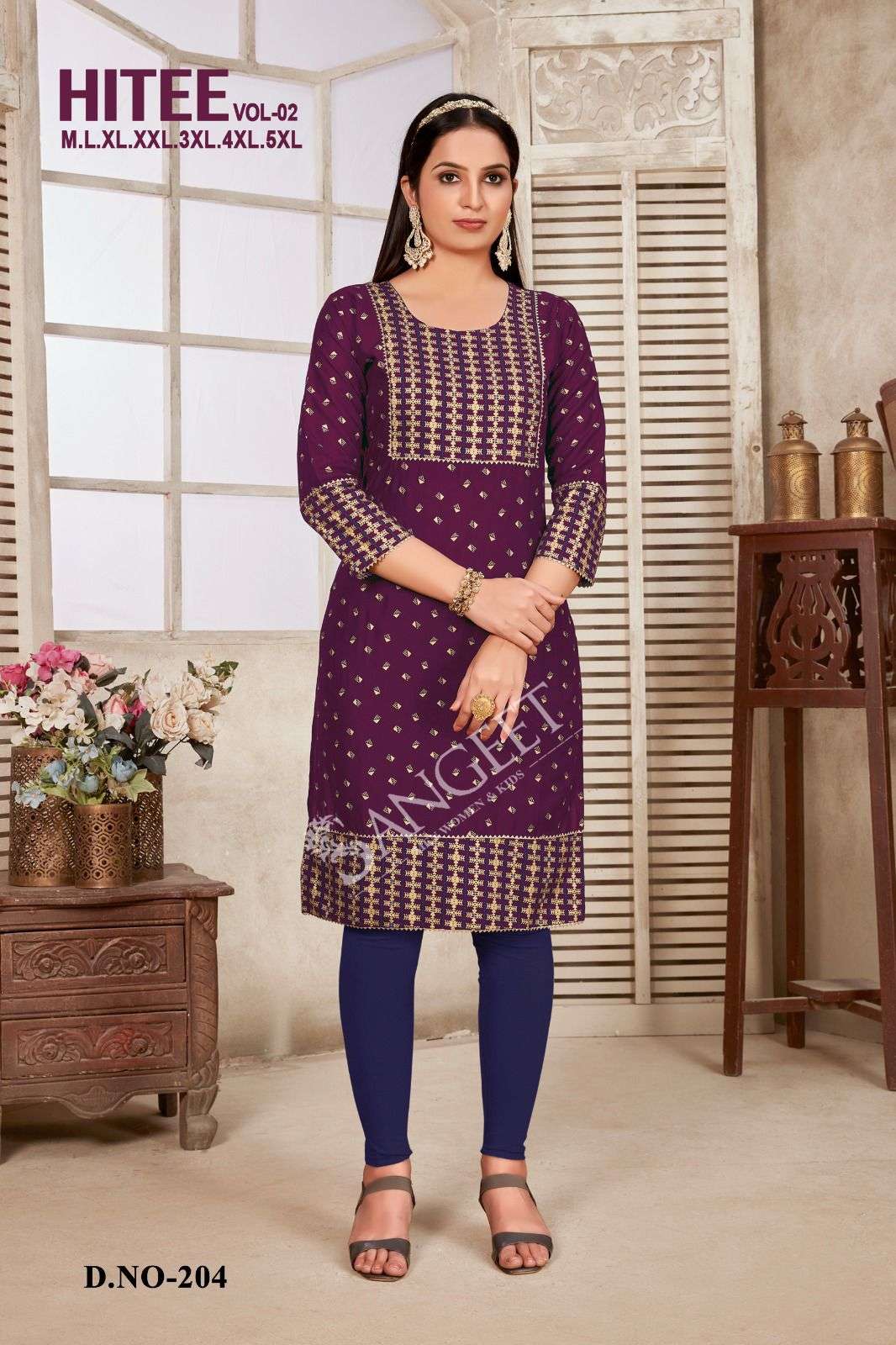 HITEE-2 RAYON MULTI GOLD PRINT Kurti Wholesale catalog