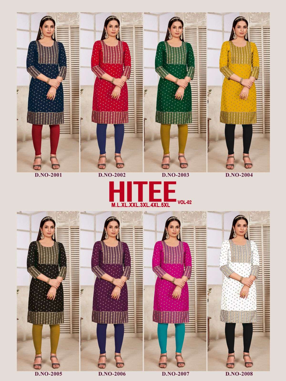 HITEE-2 RAYON MULTI GOLD PRINT Kurti Wholesale catalog