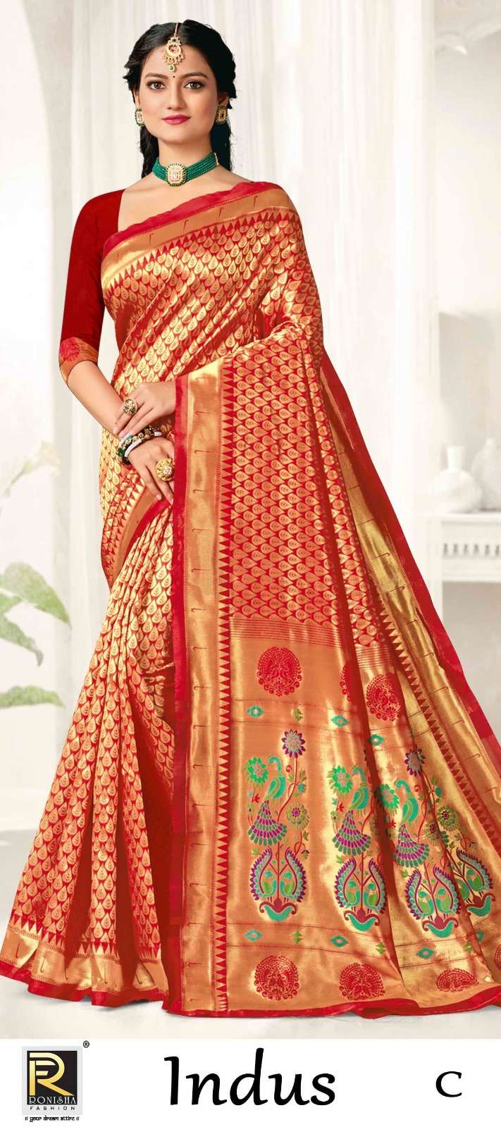 INDUS  BY RONISHA SAREE BANARASI SILK FABRICS SUPER HIT COLLECTION 