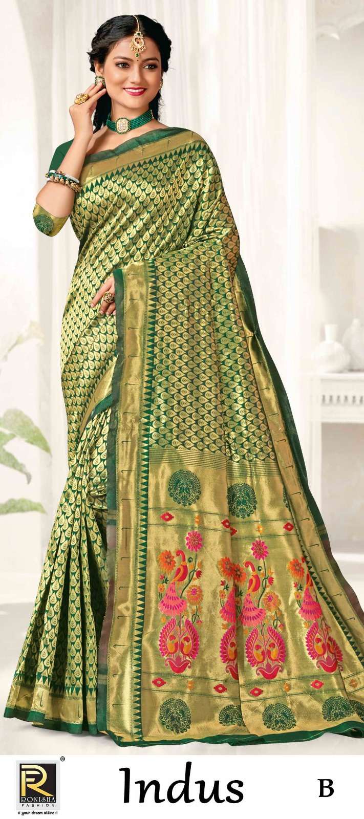 INDUS  BY RONISHA SAREE BANARASI SILK FABRICS SUPER HIT COLLECTION 
