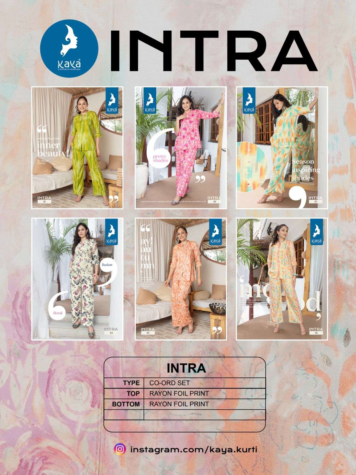 INTRA KAYA CO-ORD SETS KURTI WHOLESALE CATALOG