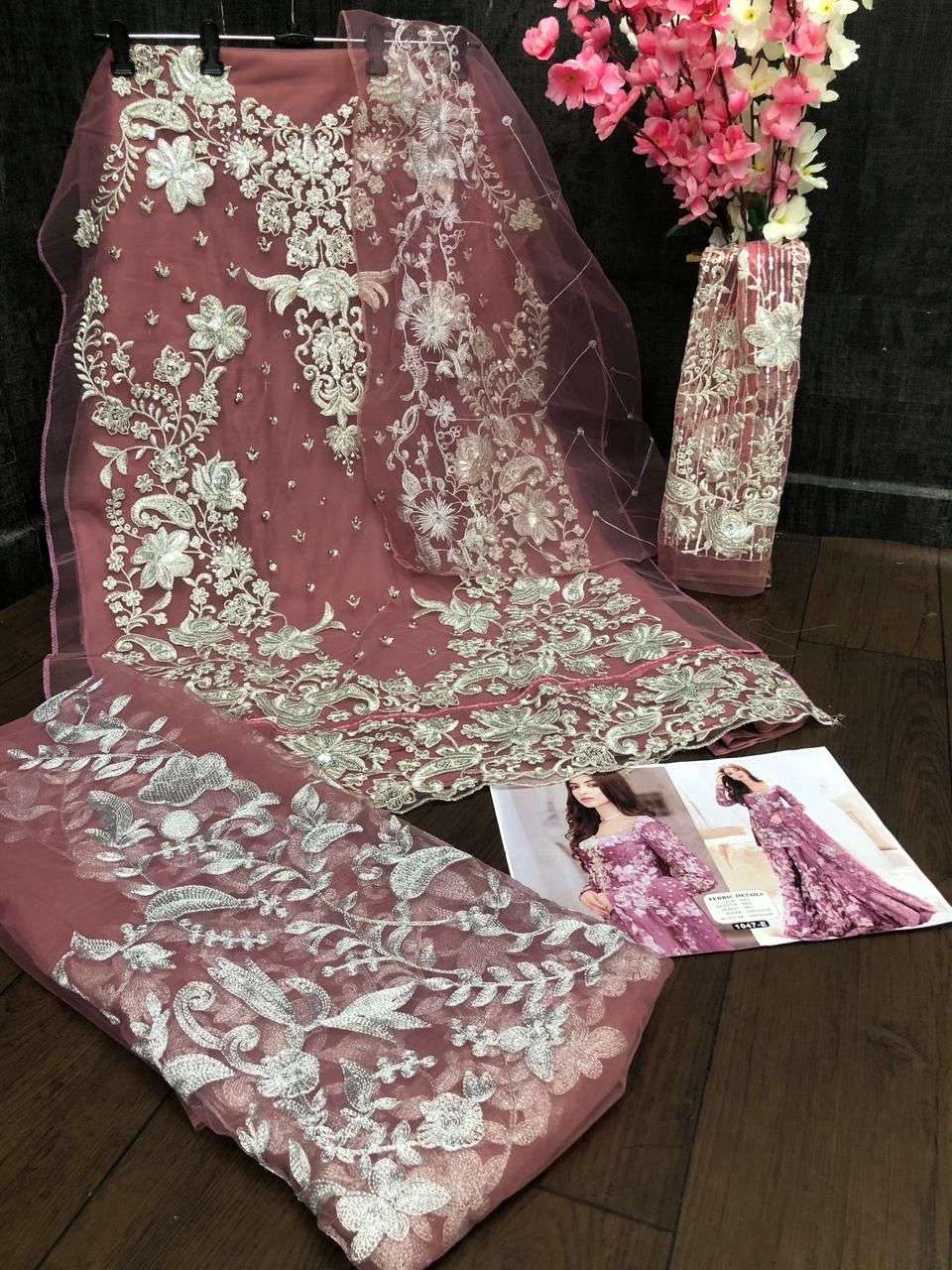 KF-1047 NET WITH  EMBROIDERY  WORK Pakistani Suits Wholesale catalog