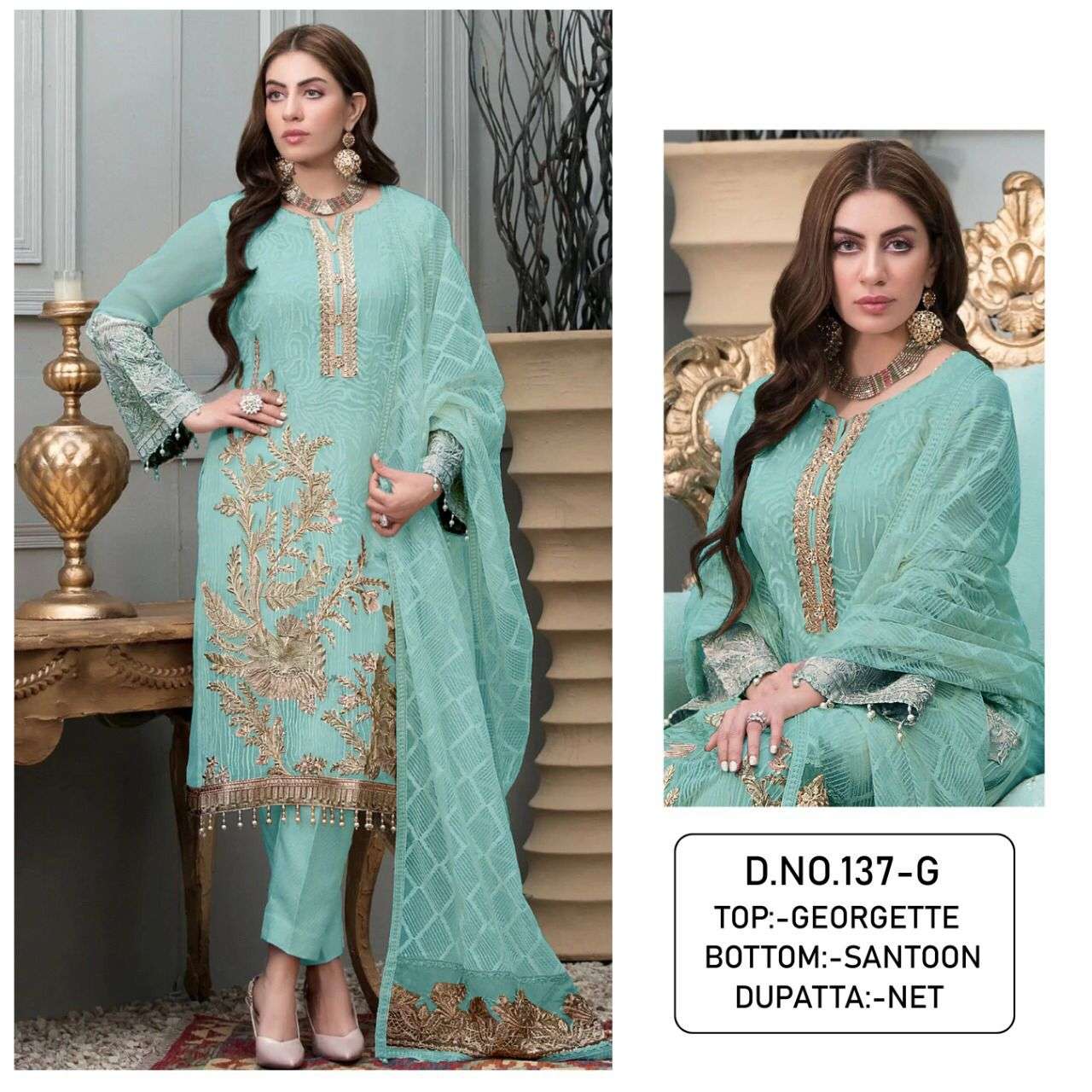 KF - 137 Georgette With Sequence Embroidery Work Pakistani Suits Wholesale catalog