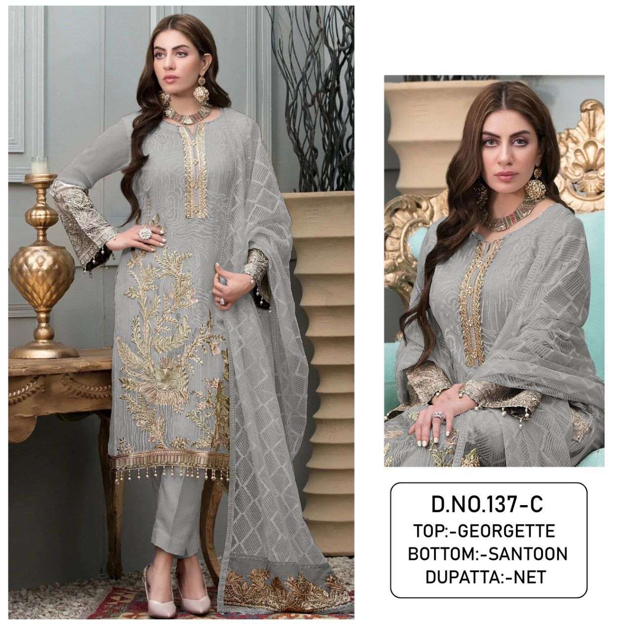 KF - 137 Georgette With Sequence Embroidery Work Pakistani Suits Wholesale catalog