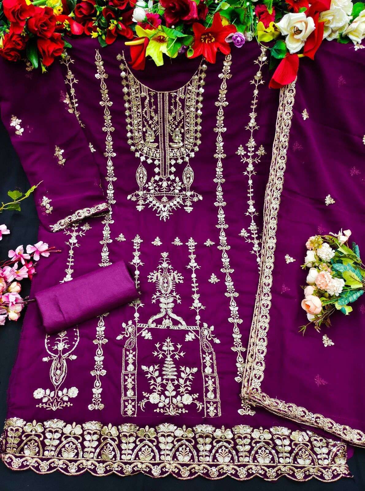 KF - 144 Georgette With Siqunce Embroidery Work Salwar kameez Wholesale catalog