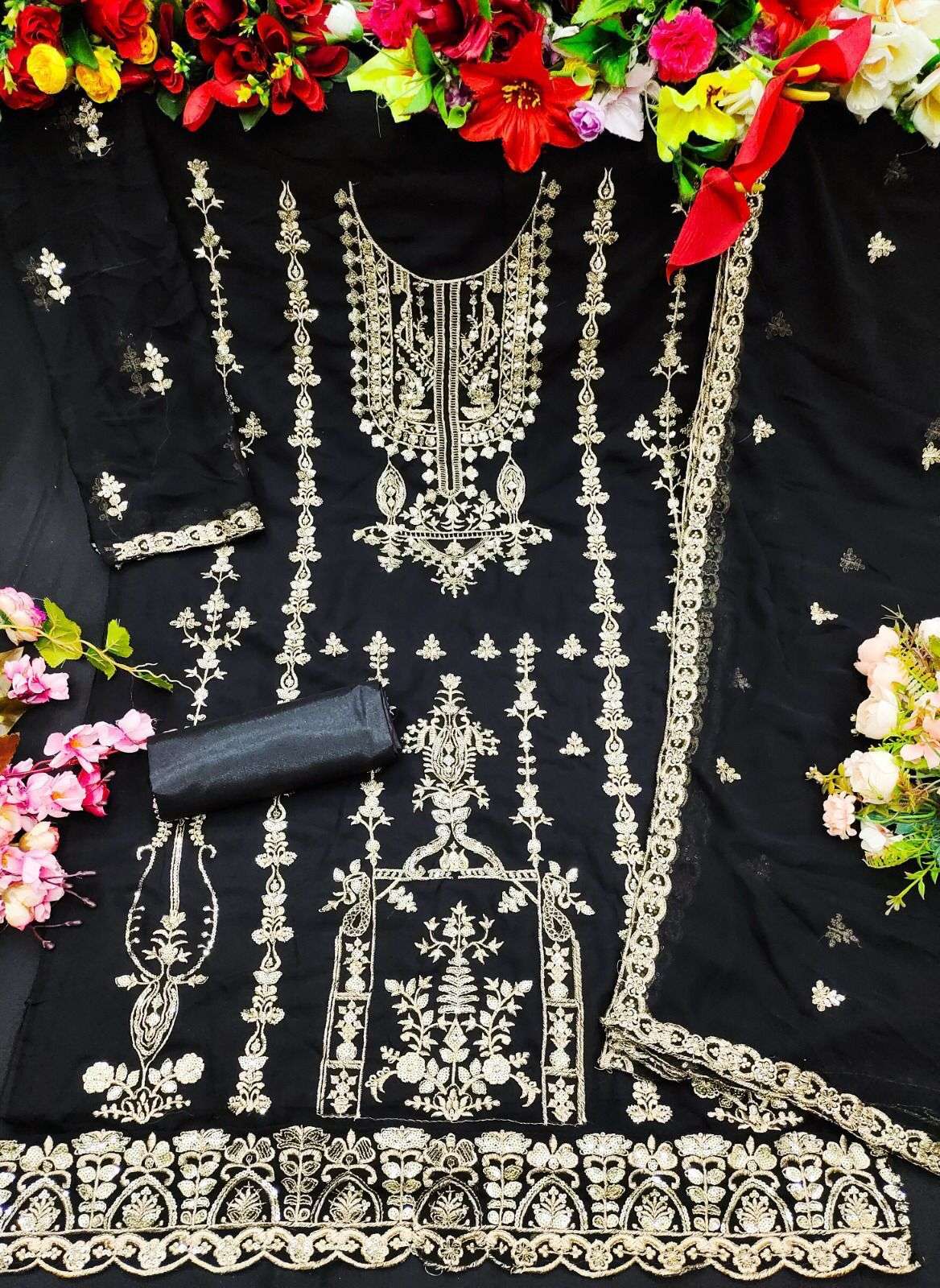 KF - 144 Georgette With Siqunce Embroidery Work Salwar kameez Wholesale catalog