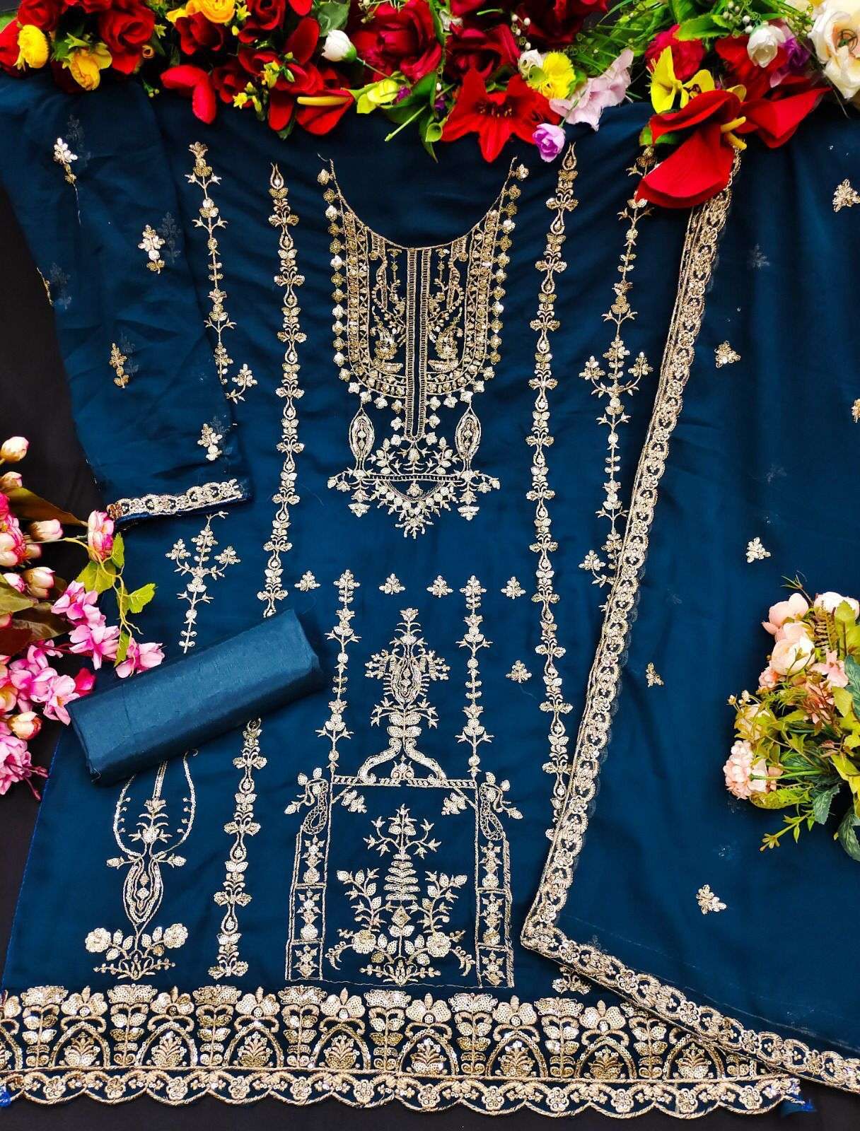 KF - 144 Georgette With Siqunce Embroidery Work Salwar kameez Wholesale catalog