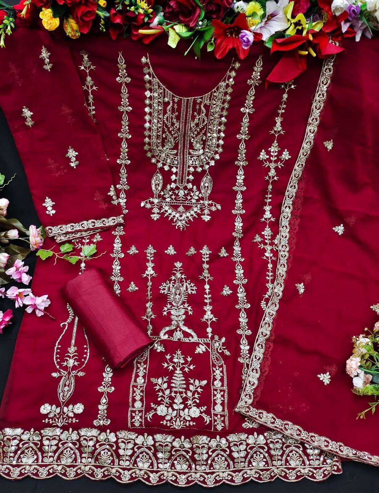 KF - 144 Georgette With Siqunce Embroidery Work Salwar kameez Wholesale catalog