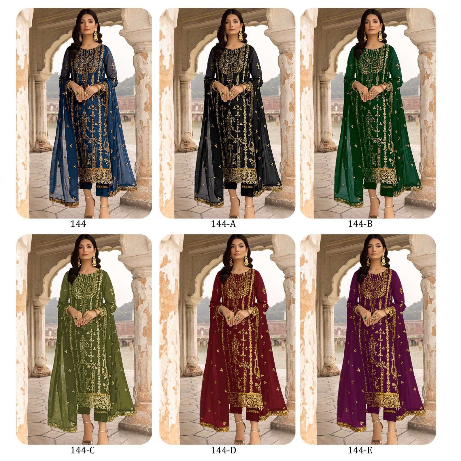 KF - 144 Georgette With Siqunce Embroidery Work Salwar kameez Wholesale catalog