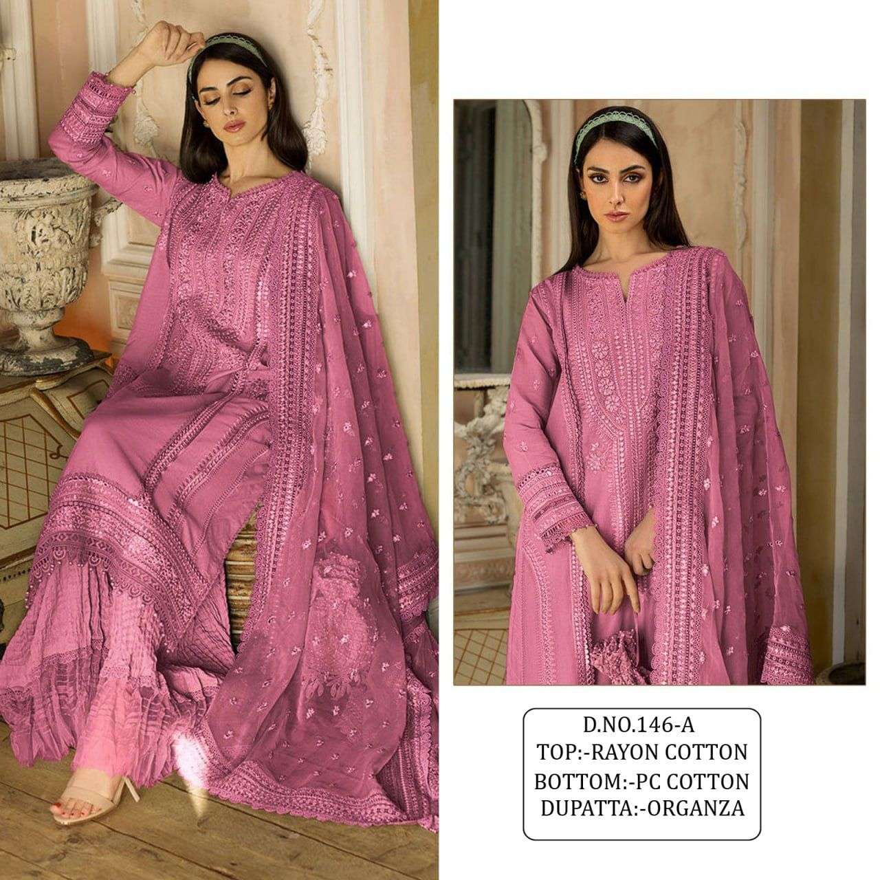 KF - 146 Rayon Cotton With Embroidery Work Pakistani Suits Wholesale catalog