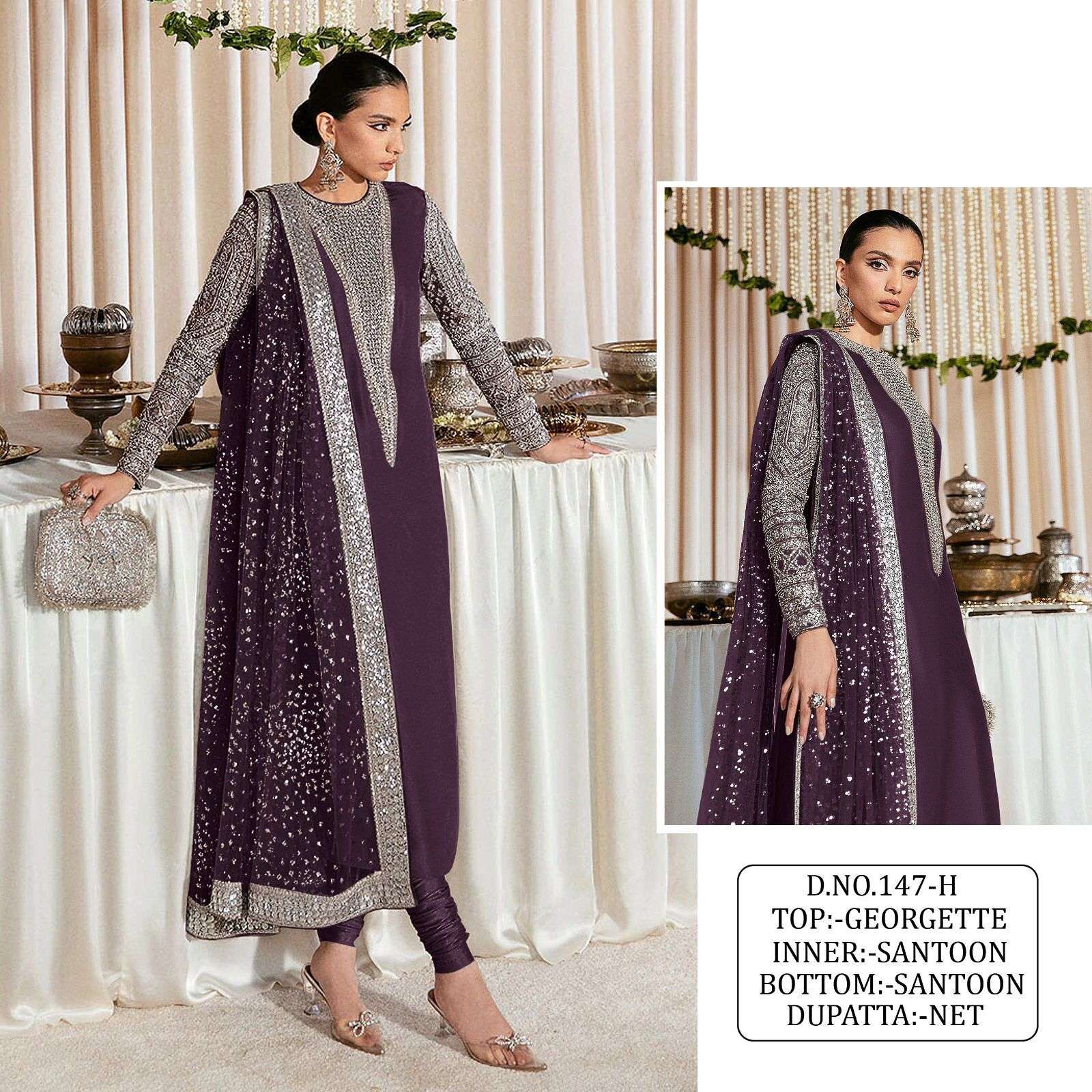 KF - 147 Fox Georgette With Multi Pakistani Suits Wholesale catalog