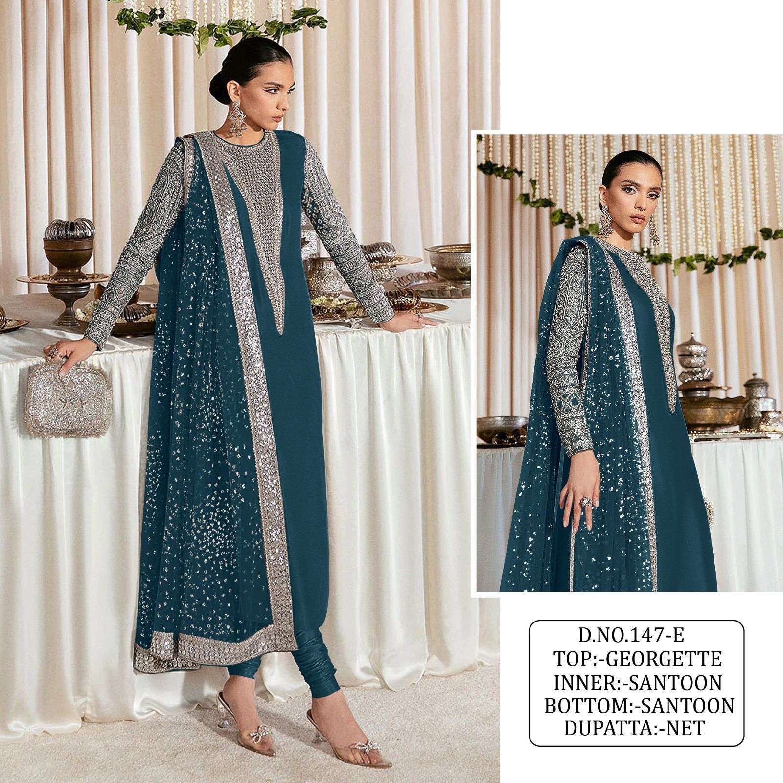KF - 147 Fox Georgette With Multi Pakistani Suits Wholesale catalog