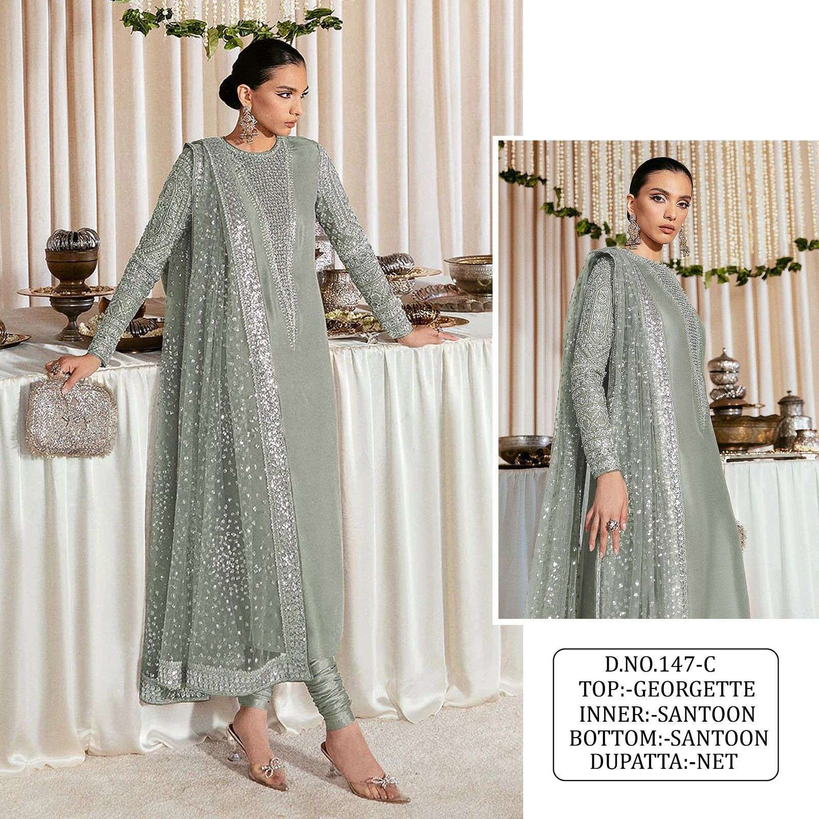 KF - 147 Fox Georgette With Multi Pakistani Suits Wholesale catalog