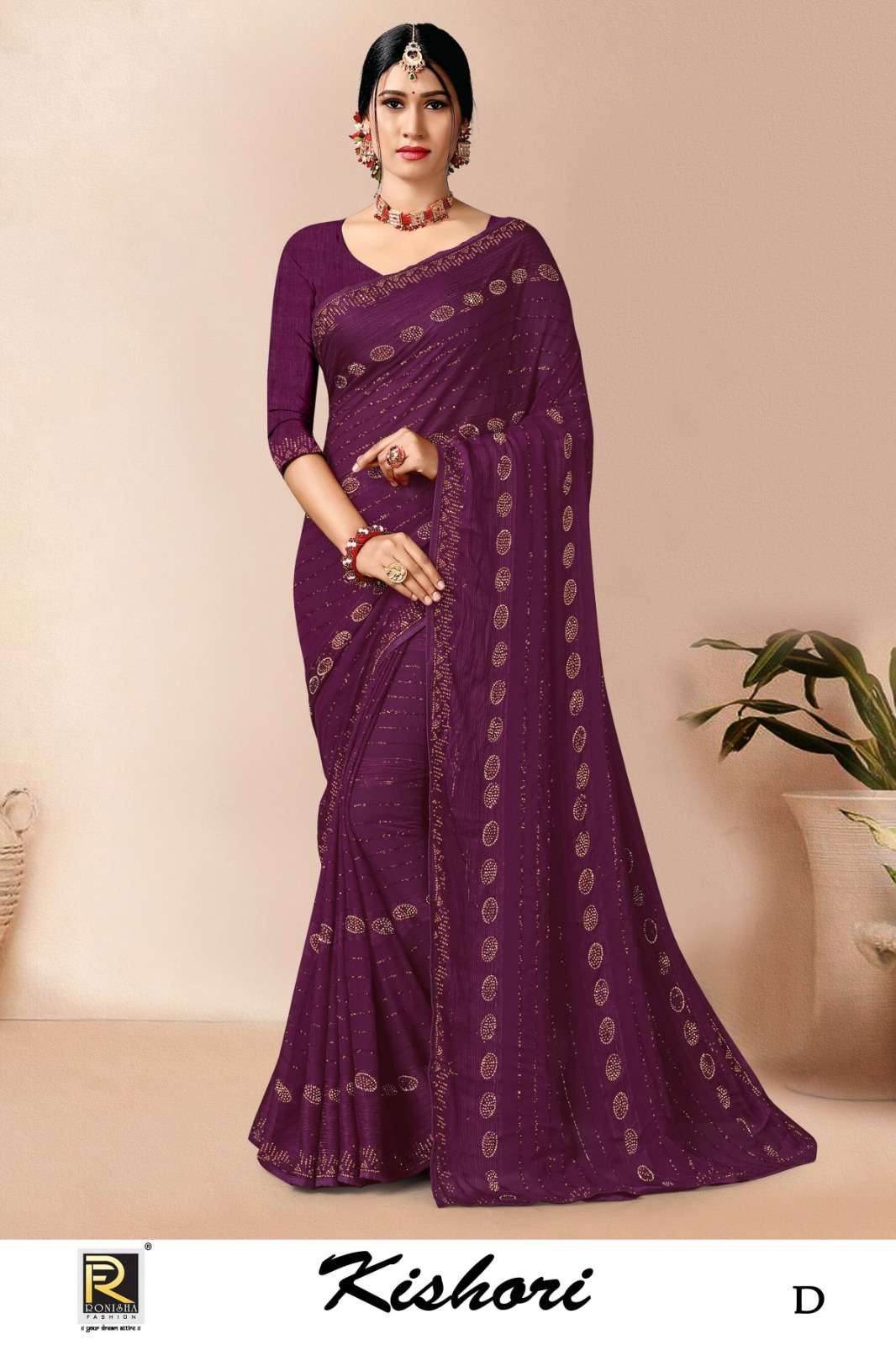KISHORI BY RONISHA SAREE FANCY FABRICS SIROSKI DIAMOND PANEL DESIGNER SAREES