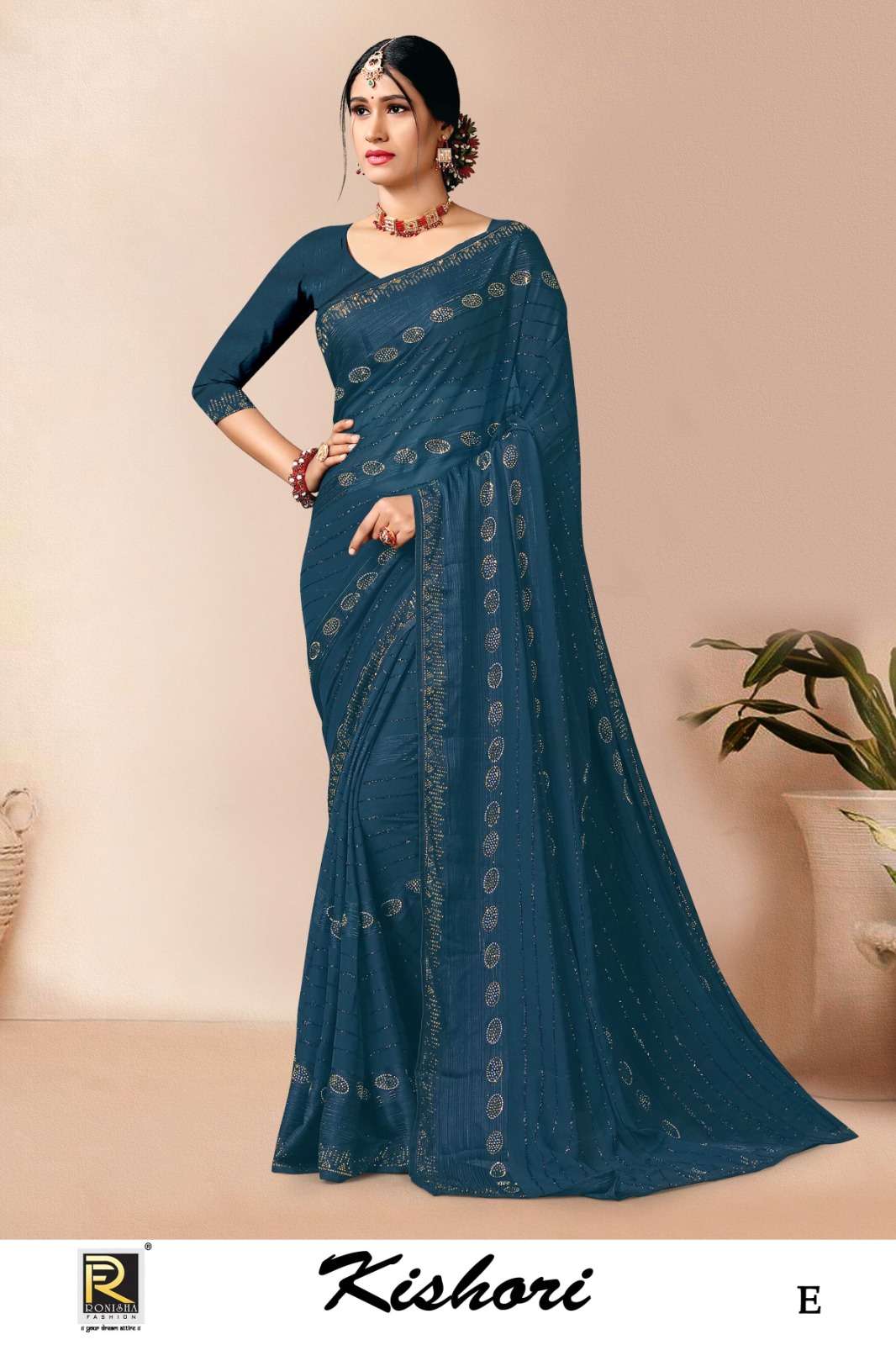 KISHORI BY RONISHA SAREE FANCY FABRICS SIROSKI DIAMOND PANEL DESIGNER SAREES
