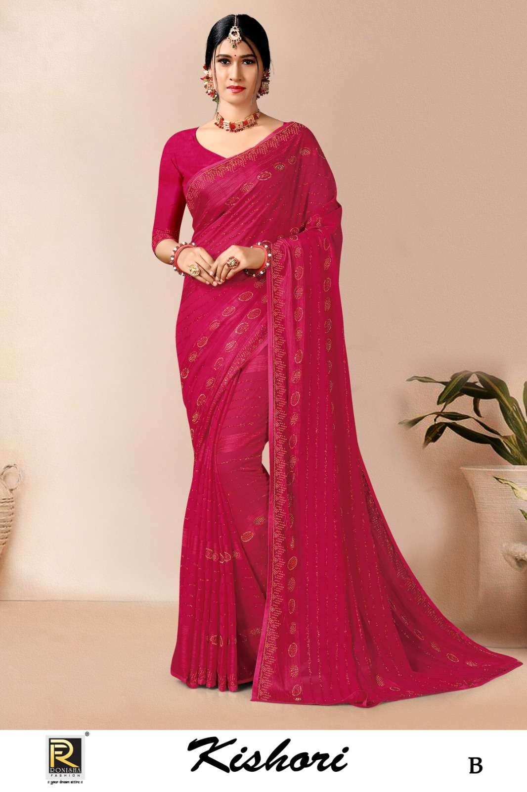 KISHORI BY RONISHA SAREE FANCY FABRICS SIROSKI DIAMOND PANEL DESIGNER SAREES