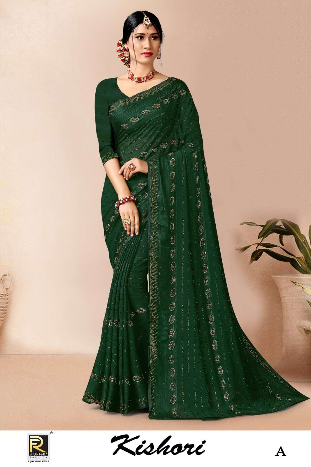 KISHORI BY RONISHA SAREE FANCY FABRICS SIROSKI DIAMOND PANEL DESIGNER SAREES