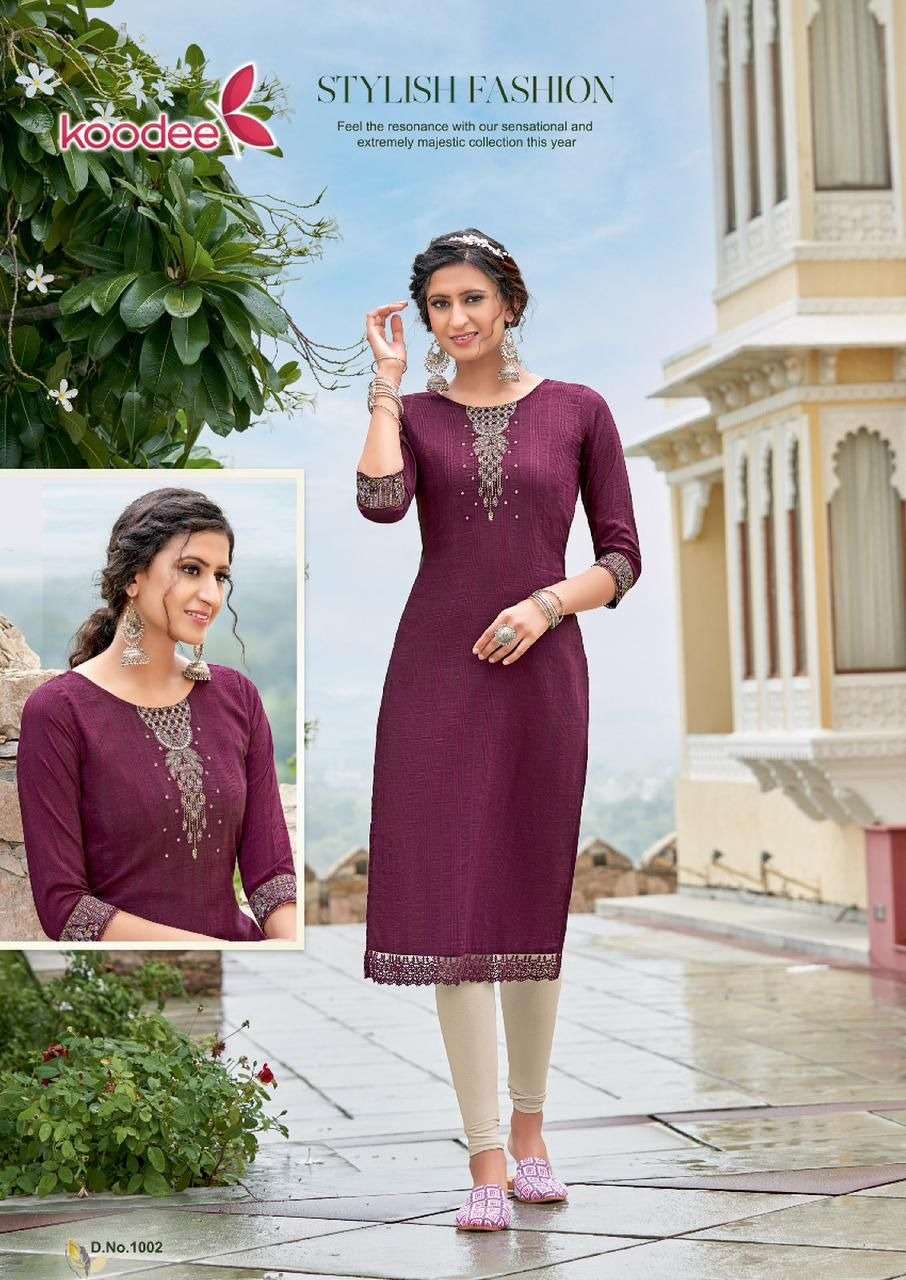 KOODEE Juhi Vol-1 Chinon Dobby Kurti Wholesale catalog