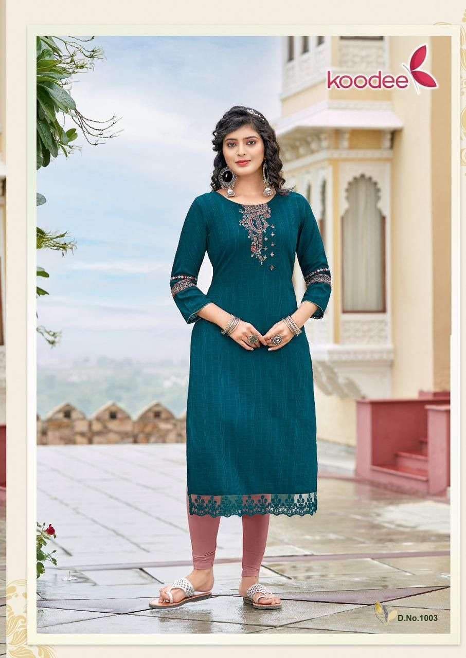 KOODEE Juhi Vol-1 Chinon Dobby Kurti Wholesale catalog