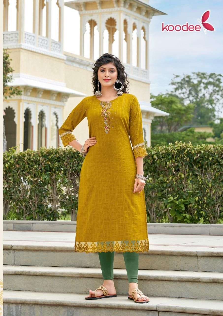 KOODEE Juhi Vol-1 Chinon Dobby Kurti Wholesale catalog