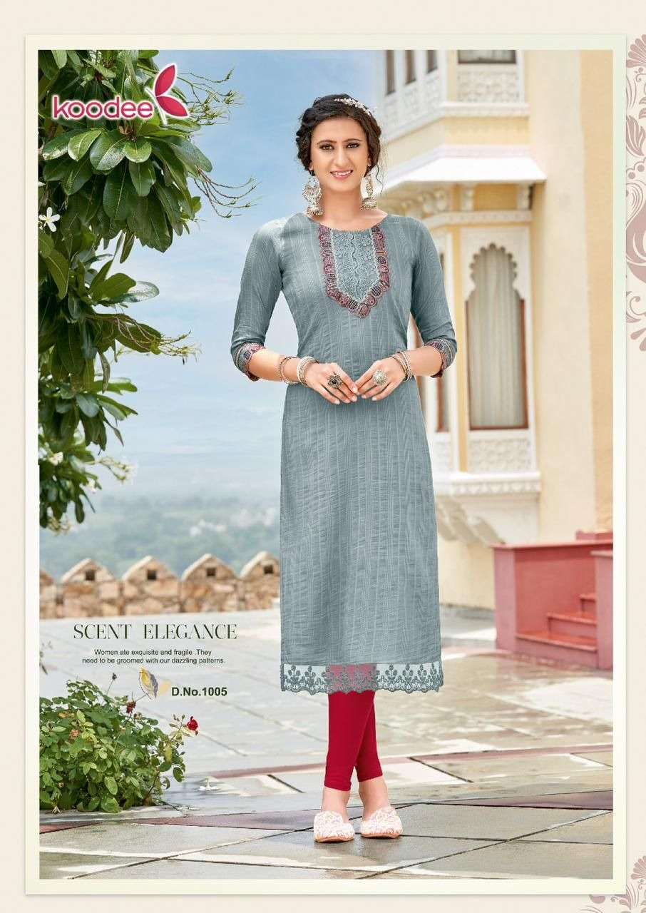 KOODEE Juhi Vol-1 Chinon Dobby Kurti Wholesale catalog