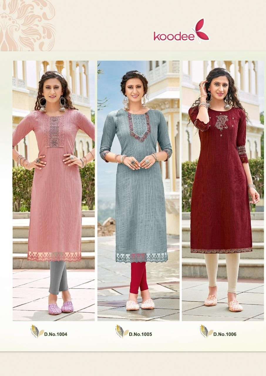 KOODEE Juhi Vol-1 Chinon Dobby Kurti Wholesale catalog